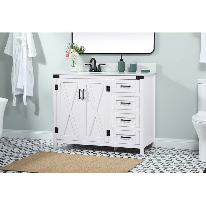 Elegant Grant 42" Single Bathroom Vanity, White/Backsplash
