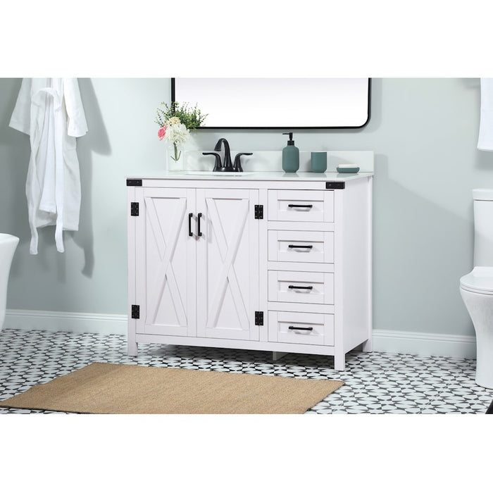 Elegant Grant 42" Single Bathroom Vanity, White/Backsplash