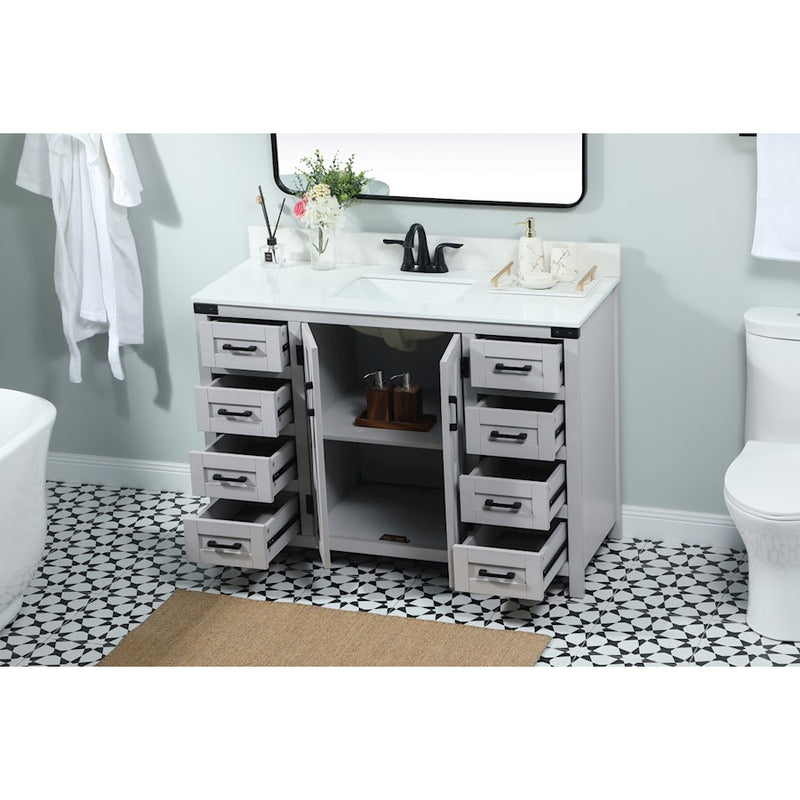 Elegant Grant 48" Single Bathroom Vanity, Grey/Backsplash