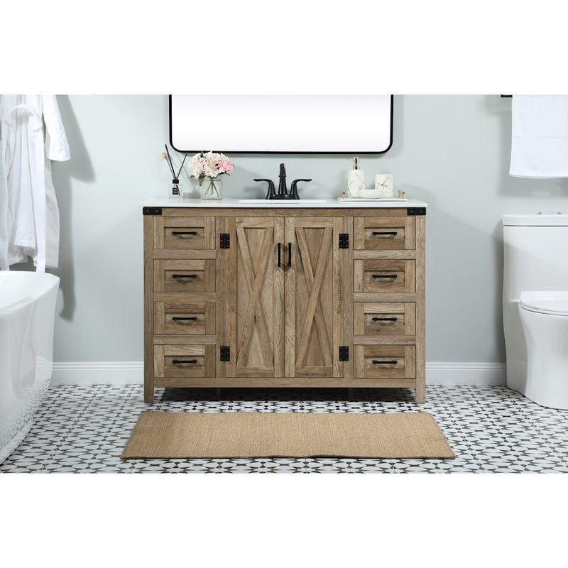 Elegant Kitchen/Bath Grant 48" Single Bathroom Vanity, Natural Oak