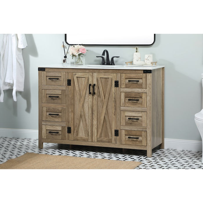 Elegant Kitchen/Bath Grant 48" Single Bathroom Vanity, Natural Oak