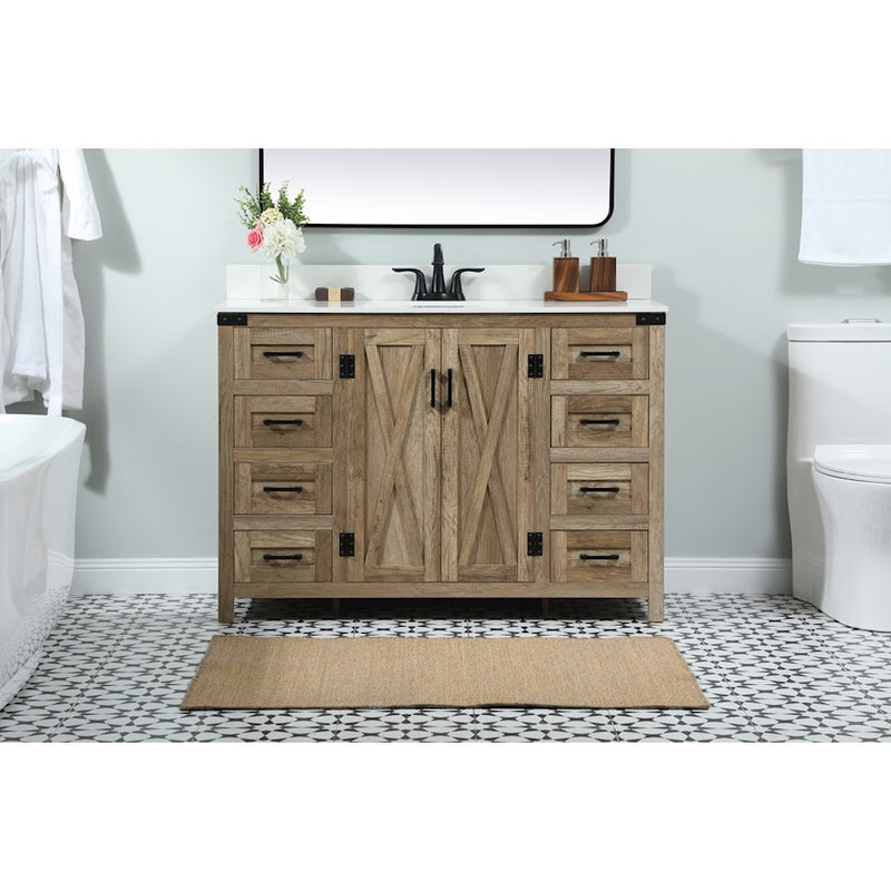 Elegant Grant 48" Single Bathroom Vanity, Natural Oak/Backsplash