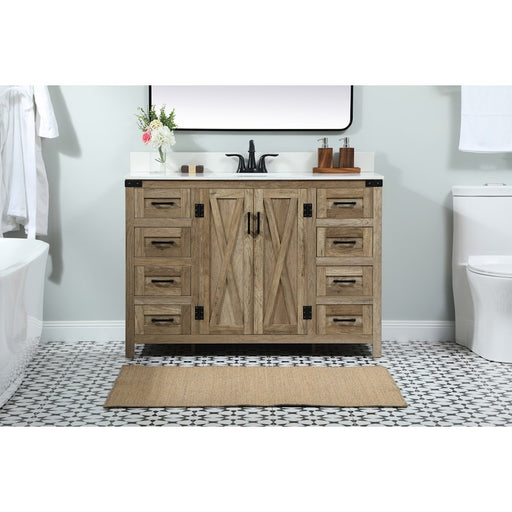 Elegant Grant 48" Single Bathroom Vanity, Natural Oak/Backsplash