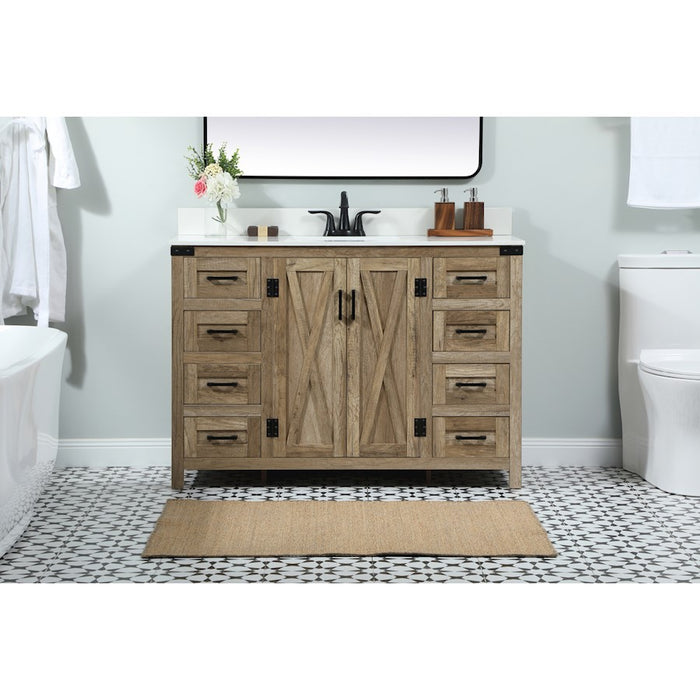 Elegant Grant 48" Single Bathroom Vanity, Natural Oak/Backsplash