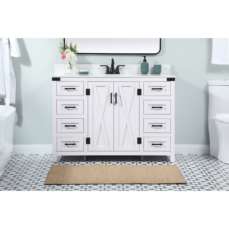 Elegant Grant 48" Single Bathroom Vanity, White/Backsplash