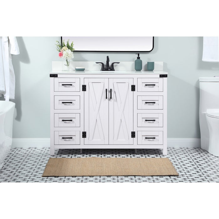 Elegant Grant 48" Single Bathroom Vanity, White/Backsplash