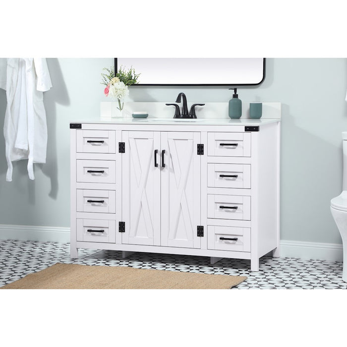 Elegant Grant 48" Single Bathroom Vanity, White/Backsplash