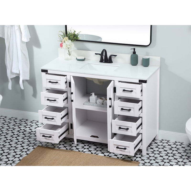 Elegant Grant 48" Single Bathroom Vanity, White/Backsplash