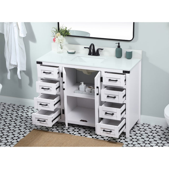 Elegant Grant 48" Single Bathroom Vanity, White/Backsplash