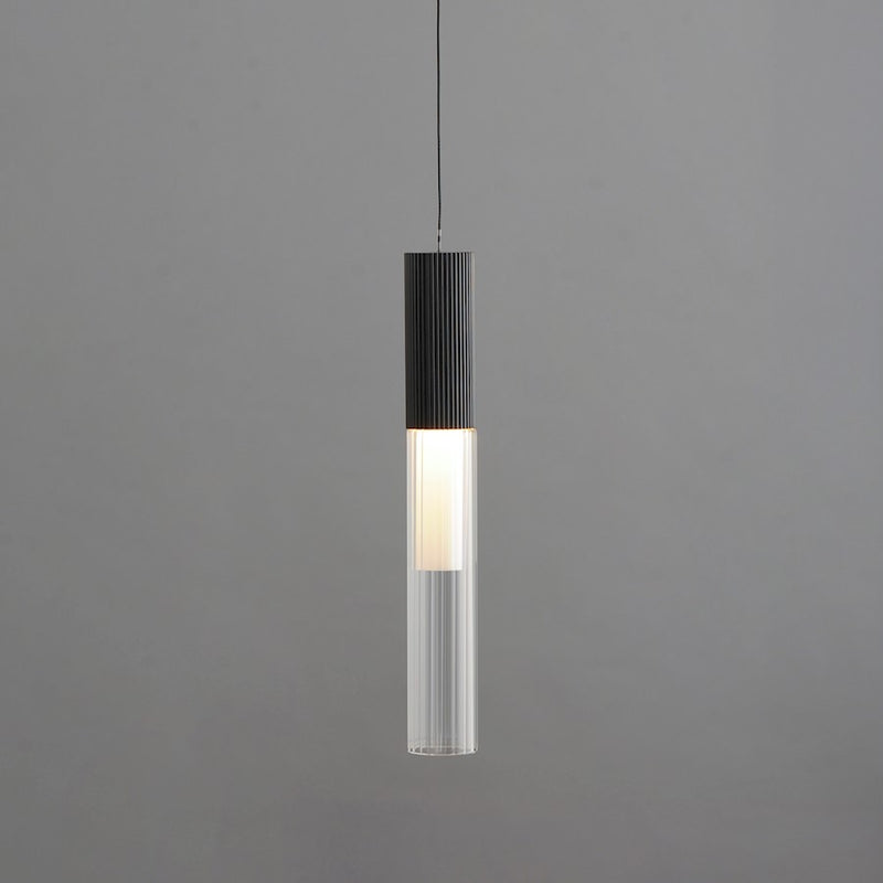 ET2 Lighting Reeds Pendant, Black/Clear Ribbed