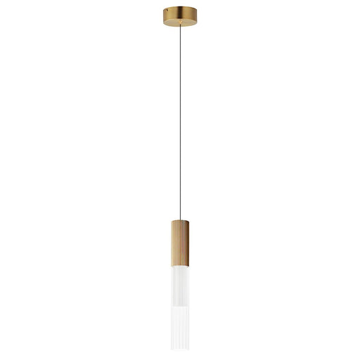 ET2 Lighting Reeds LED Pendant, Gold/Clear Ribbed