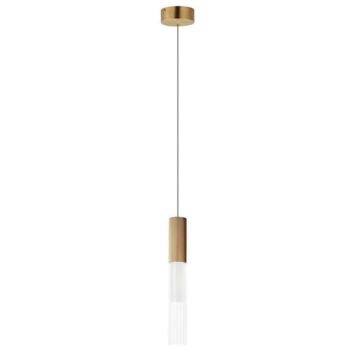 ET2 Lighting Reeds LED Pendant, Gold/Clear Ribbed