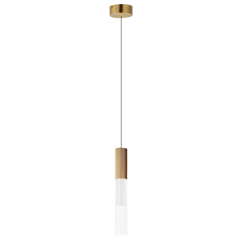 ET2 Lighting Reeds LED Pendant, Gold/Clear Ribbed