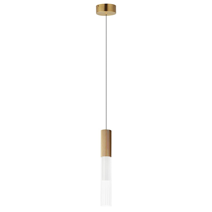 ET2 Lighting Reeds LED Pendant, Gold/Clear Ribbed