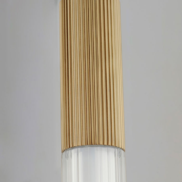 ET2 Lighting Reeds LED Pendant, Gold/Clear Ribbed