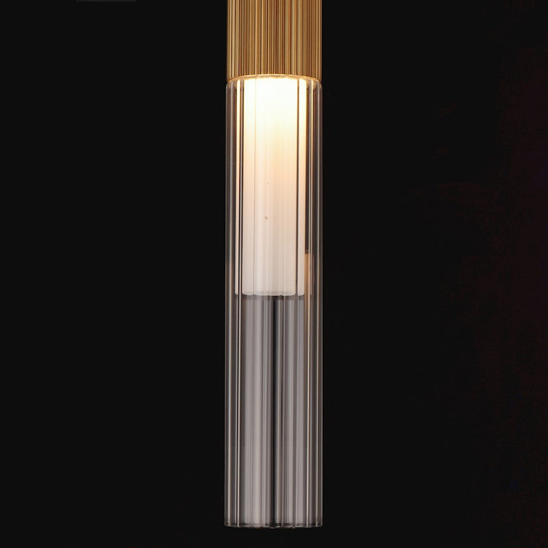 ET2 Lighting Reeds LED Pendant, Gold/Clear Ribbed