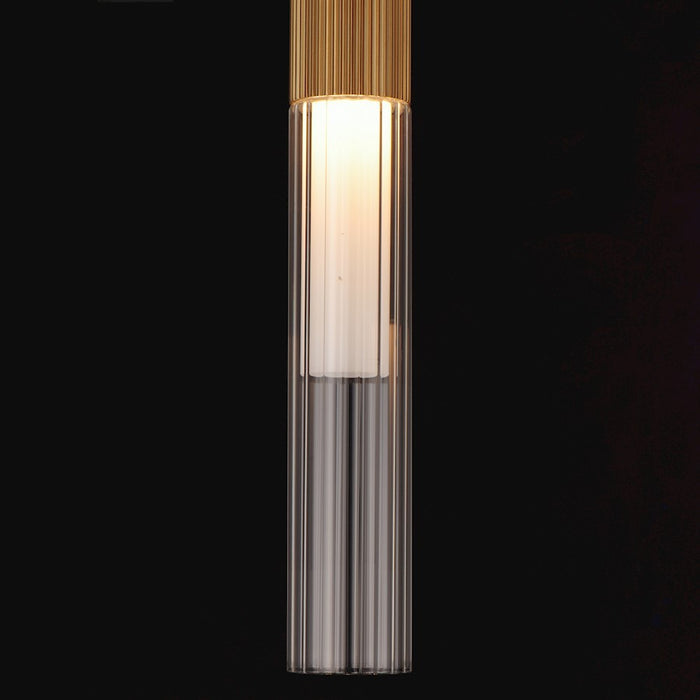 ET2 Lighting Reeds LED Pendant, Gold/Clear Ribbed