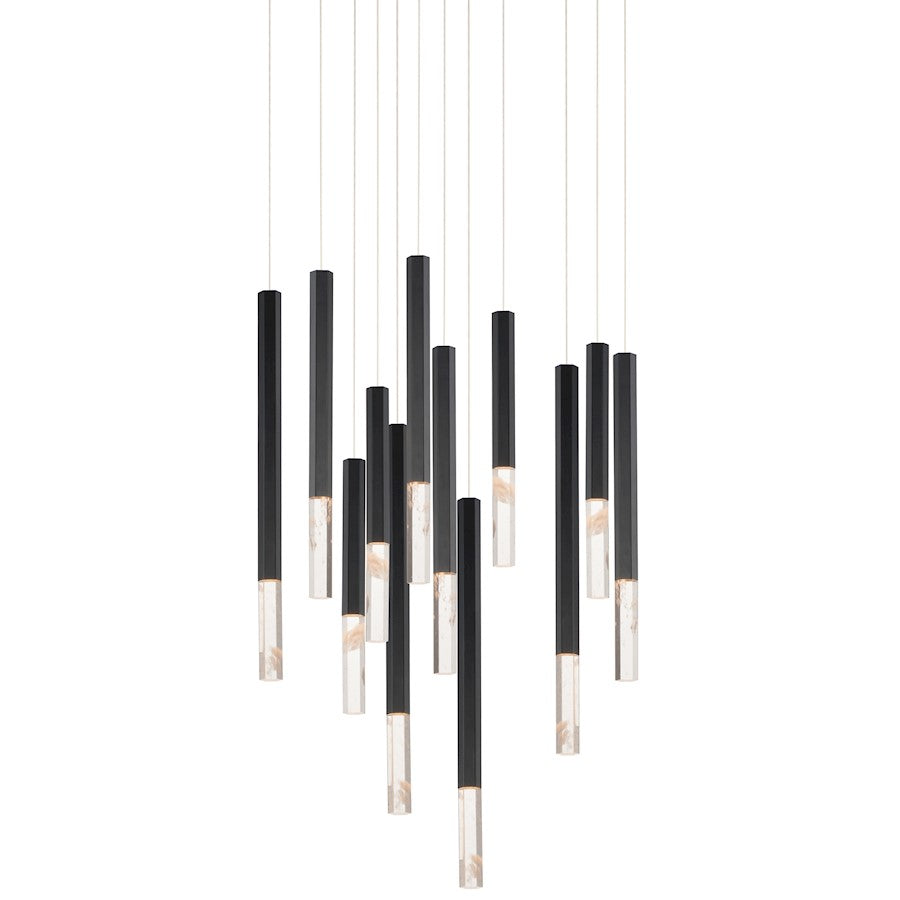 ET2 Lighting Diaphane 12 Light LED Pendant, Black/Rock Crystal - E11032-95BK