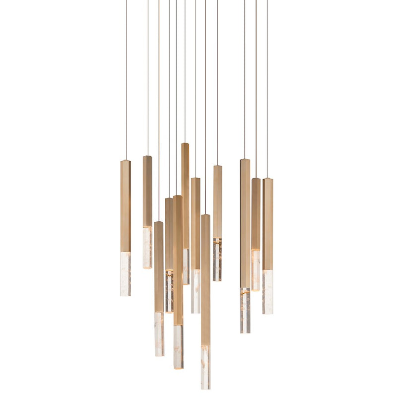 ET2 Lighting Diaphane 12 Light LED Pendant, Gold/Rock Crystal