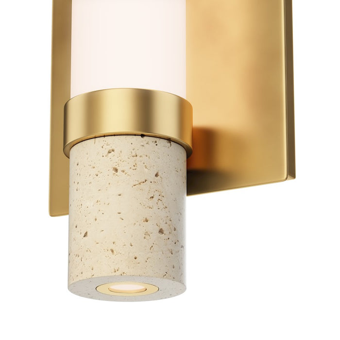 ET2 Lighting Travertine 2Lt LED Sconce, Travertine/Gold/White