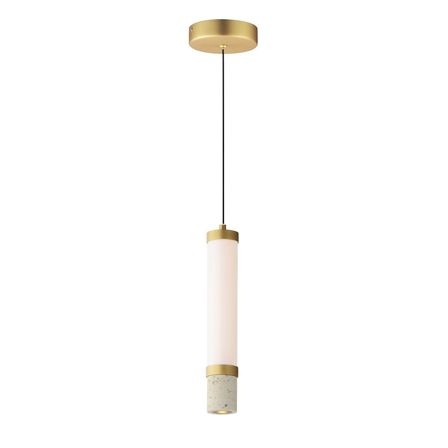 ET2 Lighting Travertine 2Lt LED Pendant, Travertine/Gold/White - E11051-01TVGLD