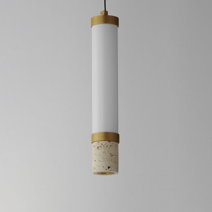 ET2 Lighting Travertine 2Lt LED Pendant, Travertine/Gold/White