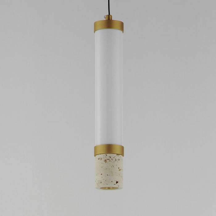 ET2 Lighting Travertine 2Lt LED Pendant, Travertine/Gold/White