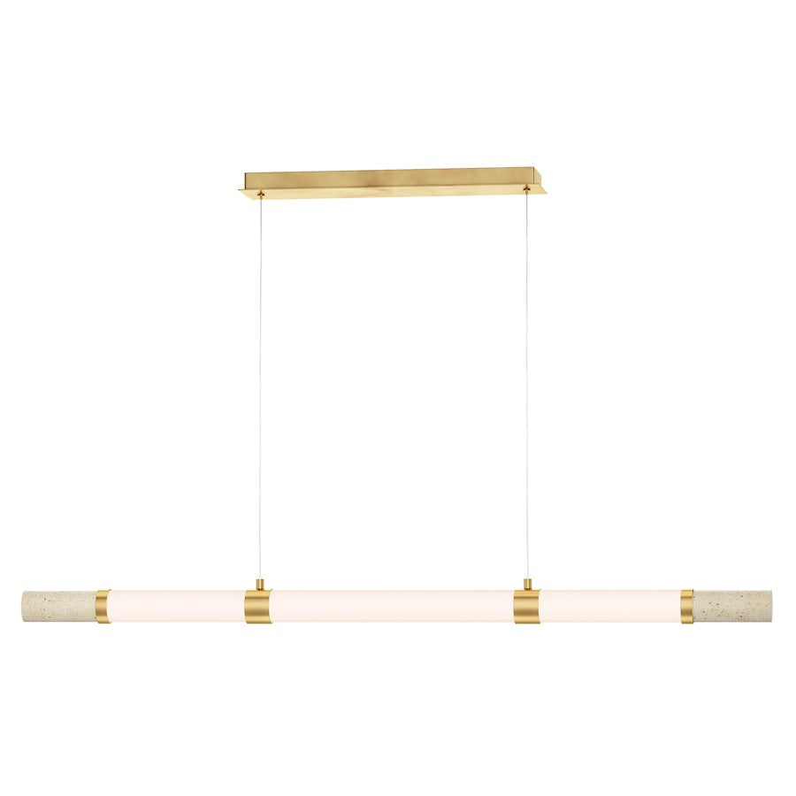 ET2 Travertine 3Lt Linear LED Pendant, Travertine/Gold/WH - E11056-01TVGLD