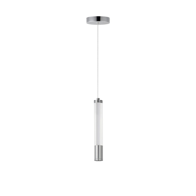 ET2 Lighting Cortex 1Lt LED Pendant, Chrome/Clear Ribbed