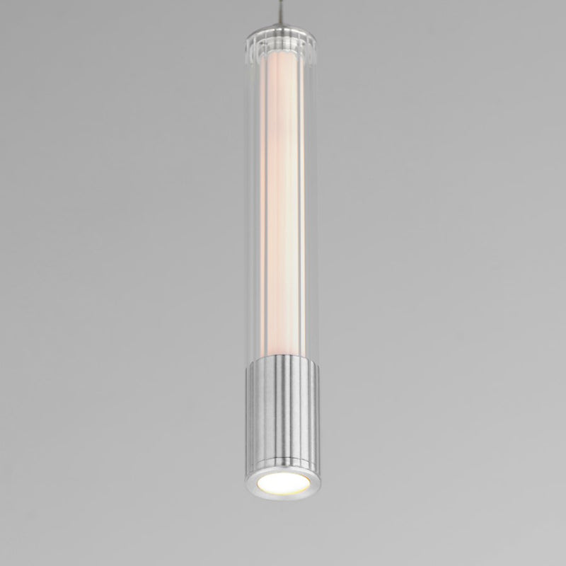 ET2 Lighting Cortex 1Lt LED Pendant, Chrome/Clear Ribbed