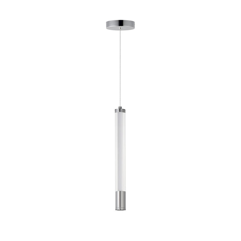 ET2 Lighting Cortex 1Lt LED Pendant, Chrome/Clear Ribbed