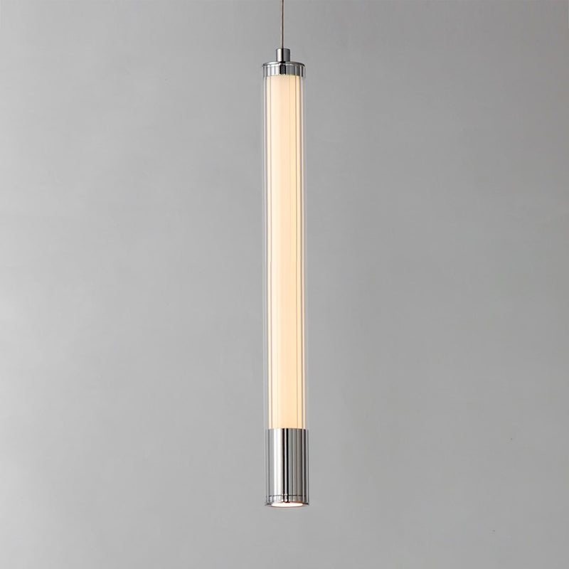 ET2 Lighting Cortex 1Lt LED Pendant, Chrome/Clear Ribbed