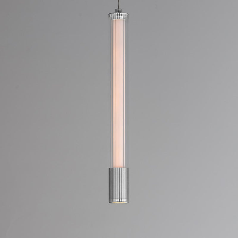 ET2 Lighting Cortex 1Lt LED Pendant, Chrome/Clear Ribbed