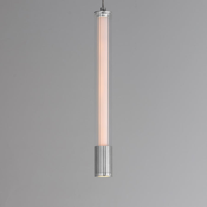 ET2 Lighting Cortex 1Lt LED Pendant, Chrome/Clear Ribbed