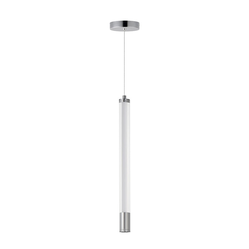 ET2 Lighting Cortex 1Lt LED Pendant, Chrome/Clear Ribbed