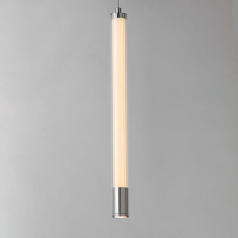 ET2 Lighting Cortex 1Lt LED Pendant, Chrome/Clear Ribbed