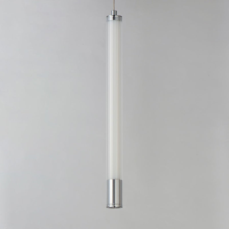 ET2 Lighting Cortex 1Lt LED Pendant, Chrome/Clear Ribbed
