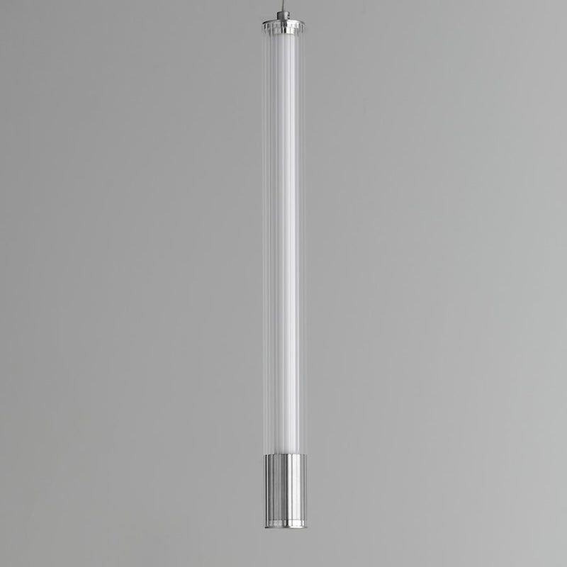 ET2 Lighting Cortex 1Lt LED Pendant, Chrome/Clear Ribbed