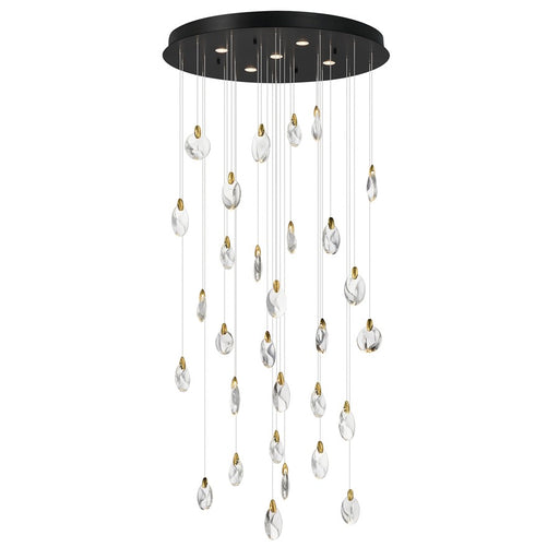 ET2 Lighting Pebble 30Lt LED Pendant, Black/Gold/Clear Crystal - E11070-122BKPG