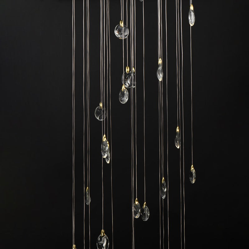 ET2 Lighting Pebble 30Lt LED Pendant, Black/Gold/Clear Crystal
