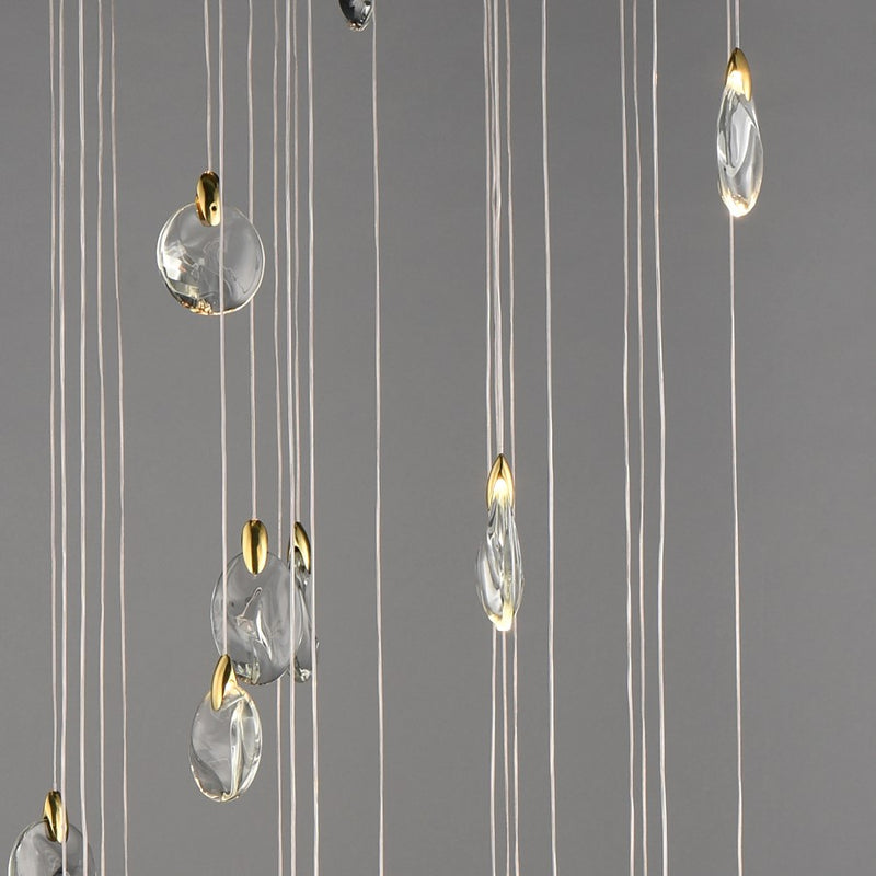 ET2 Lighting Pebble 30Lt LED Pendant, Black/Gold/Clear Crystal