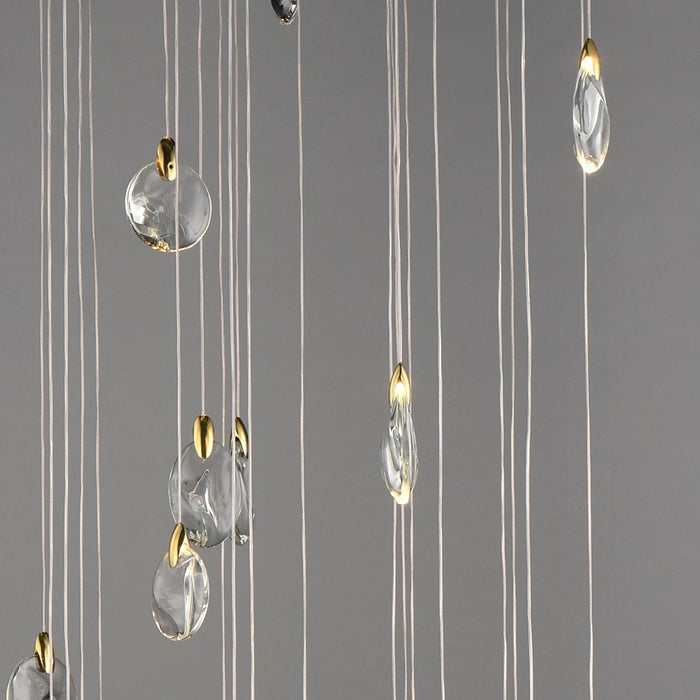 ET2 Lighting Pebble 30Lt LED Pendant, Black/Gold/Clear Crystal