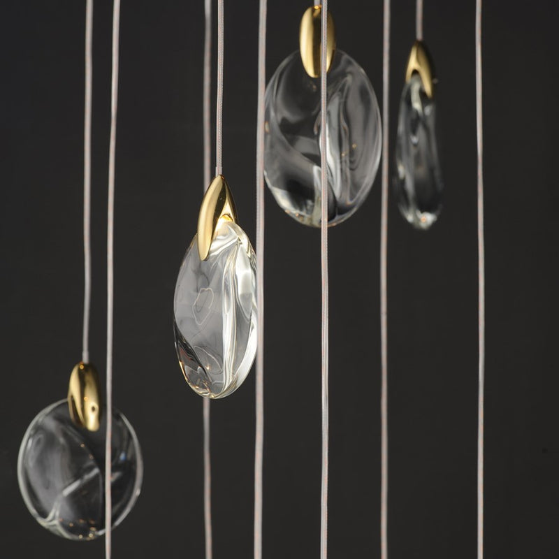 ET2 Lighting Pebble 30Lt LED Pendant, Black/Gold/Clear Crystal