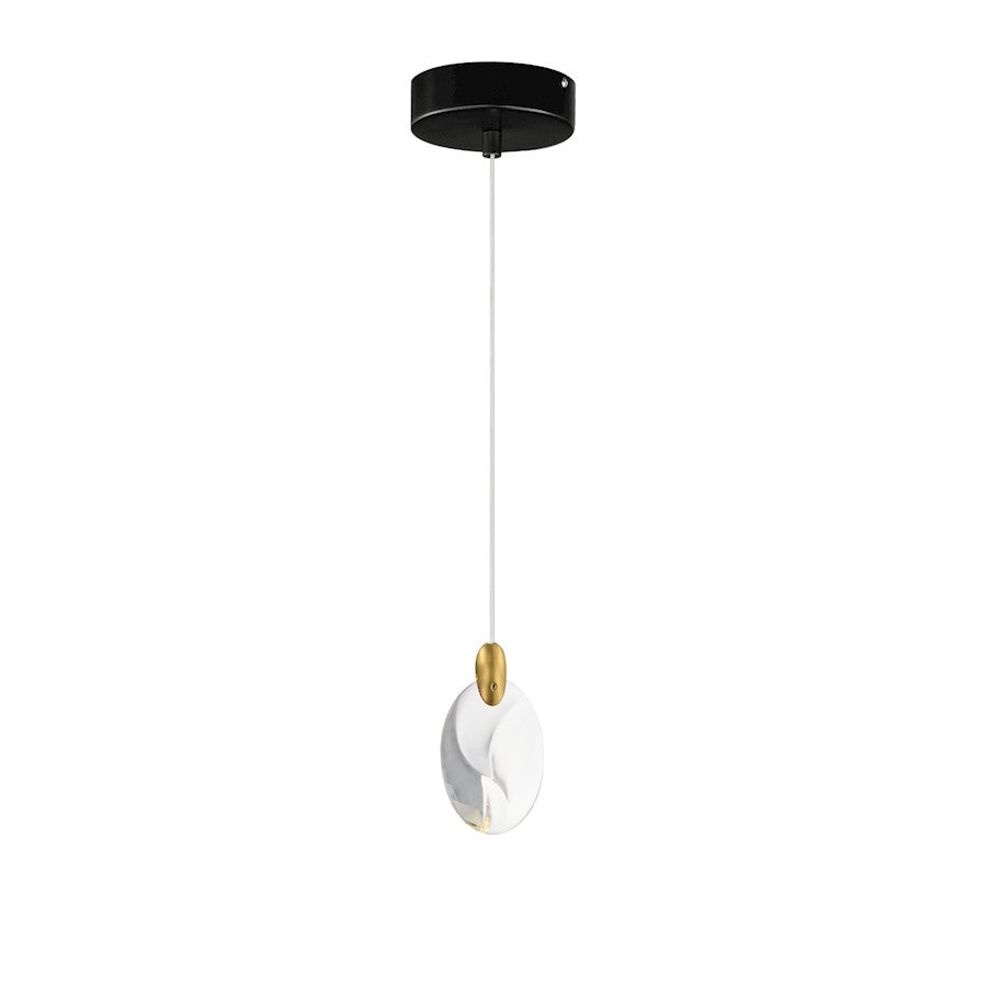 ET2 Lighting Pebble 1Lt LED Pendant, Black/Gold/Clear Crystal - E11071-122BKPG