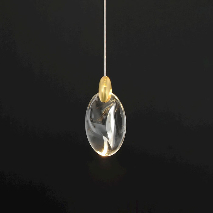 ET2 Lighting Pebble 1Lt LED Pendant, Black/Gold/Clear Crystal