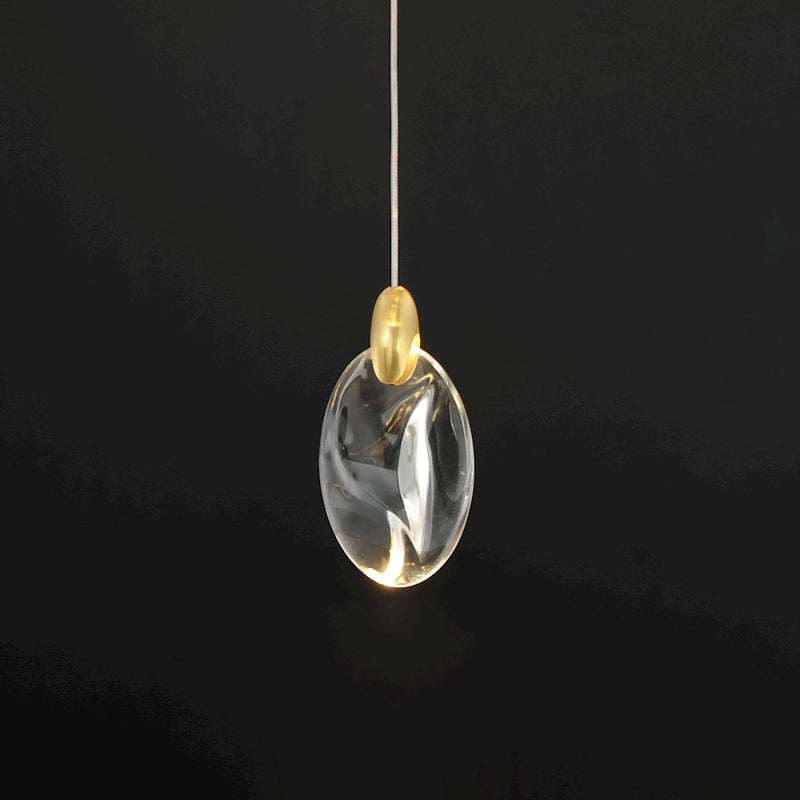 ET2 Lighting Pebble 1Lt LED Pendant, Black/Gold/Clear Crystal