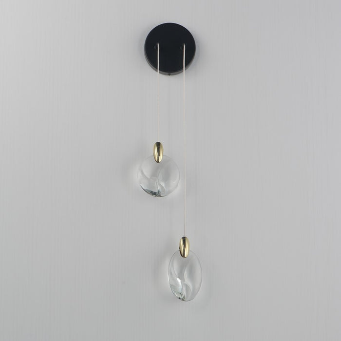 ET2 Lighting Pebble 2Lt Wall Sconce, Black/Gold/Clear Crystal