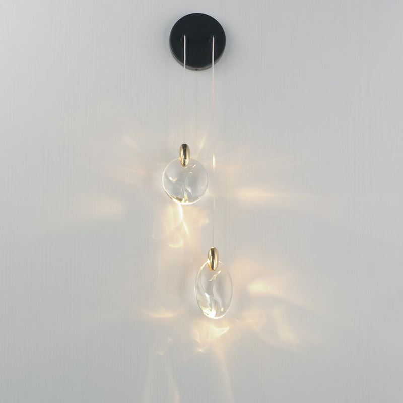 ET2 Lighting Pebble 2Lt Wall Sconce, Black/Gold/Clear Crystal