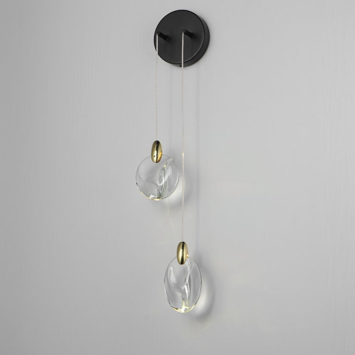 ET2 Lighting Pebble 2Lt Wall Sconce, Black/Gold/Clear Crystal
