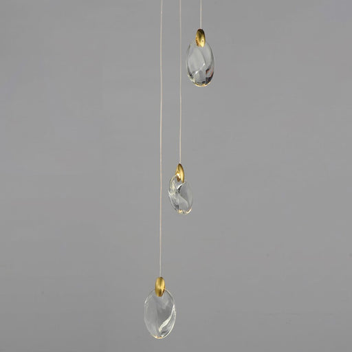 ET2 Lighting Pebble 3Lt LED Pendant, Black/Gold/Clear Crystal